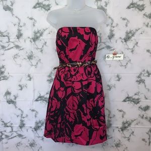 NWT 10 Pink & Black Strapless Express Dress w Pockets